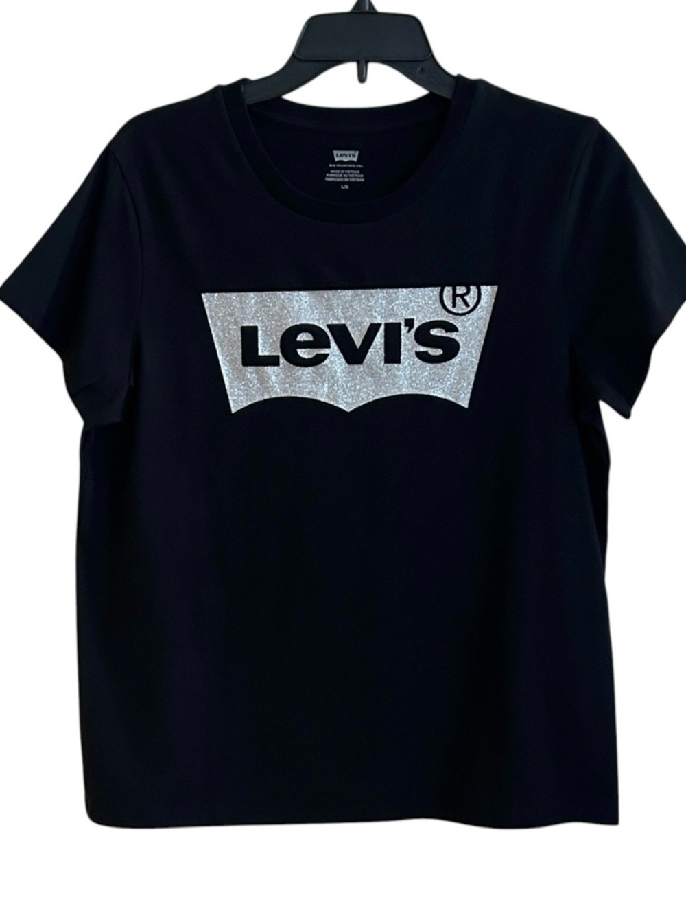 Levi's Black Tee with Silver Glitter Logo  Sz.L